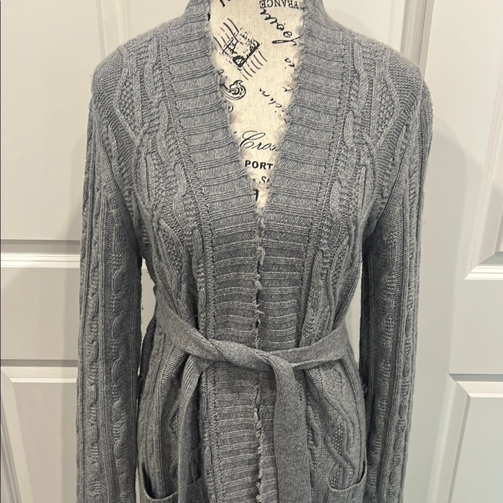 Kinross Gray Cable Knit Cardigan Sweater